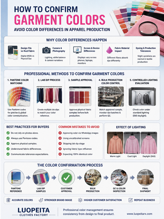 How to Confirm Garment Colors with Manufacturers | Avoid Color Differences | Luopeita Clothes Factory