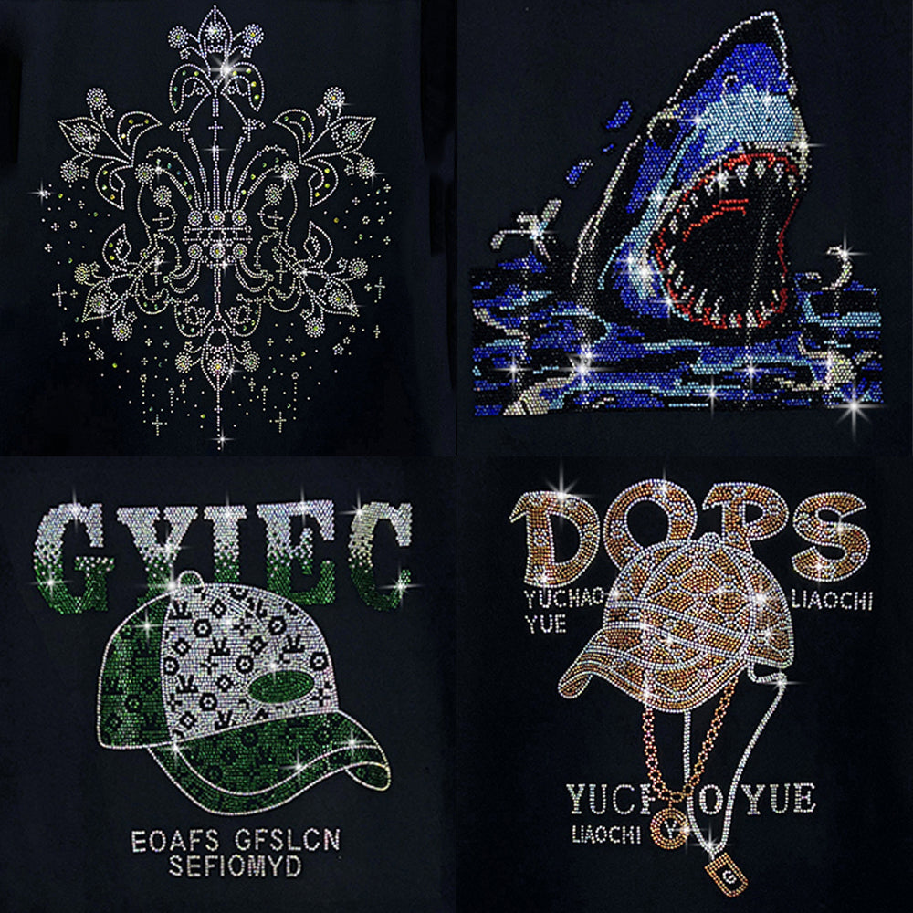One Piece Custom Logo Unisex Rhinestone T-shirt High Quality Round Neck Oversized Sublimation Shirt T-shirt Acid Wash T-Shirts
