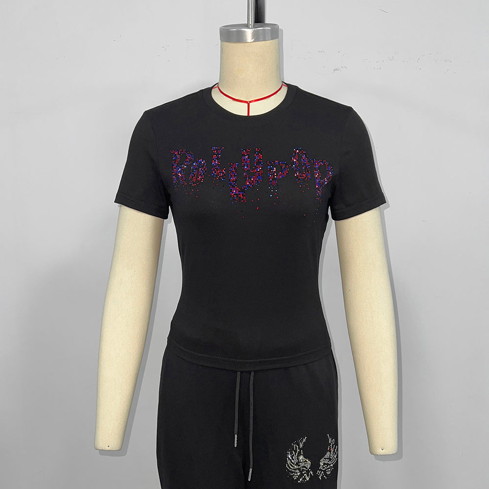 Rhinestone T-shirt - Wholesale from the Original Factory | Luopeita
